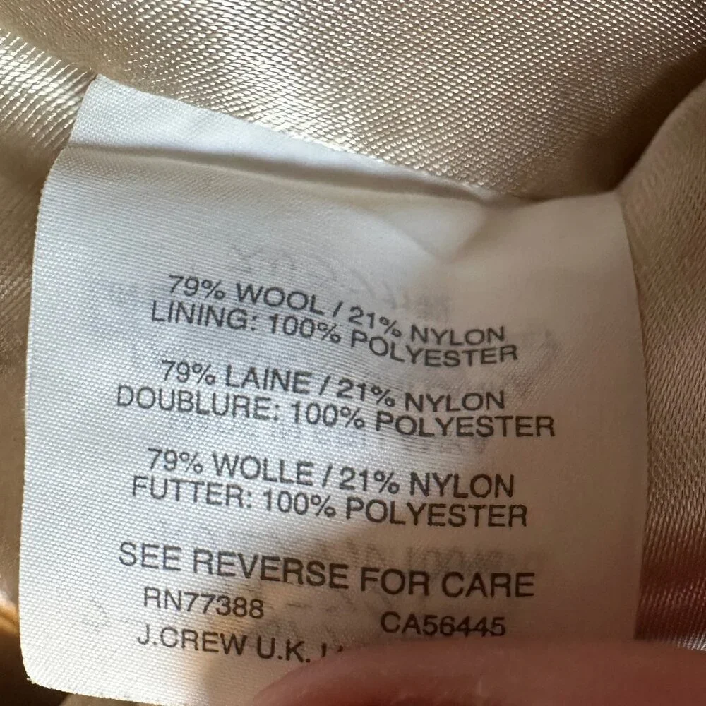 J. Crew Stadium Cloth Wool Nello Gori Winter Coat Yellow Full Zip Size 0 Petite - Picture 8 of 8